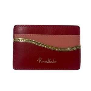 Pomellato Red Pink Gold Smooth Leather Small Classic Card Holder w/ Mirror